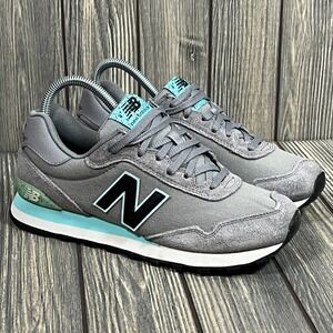New Balance Sneakers Women 8 Gray Teal Suede Mesh Retro Running Shoes WL515NBD